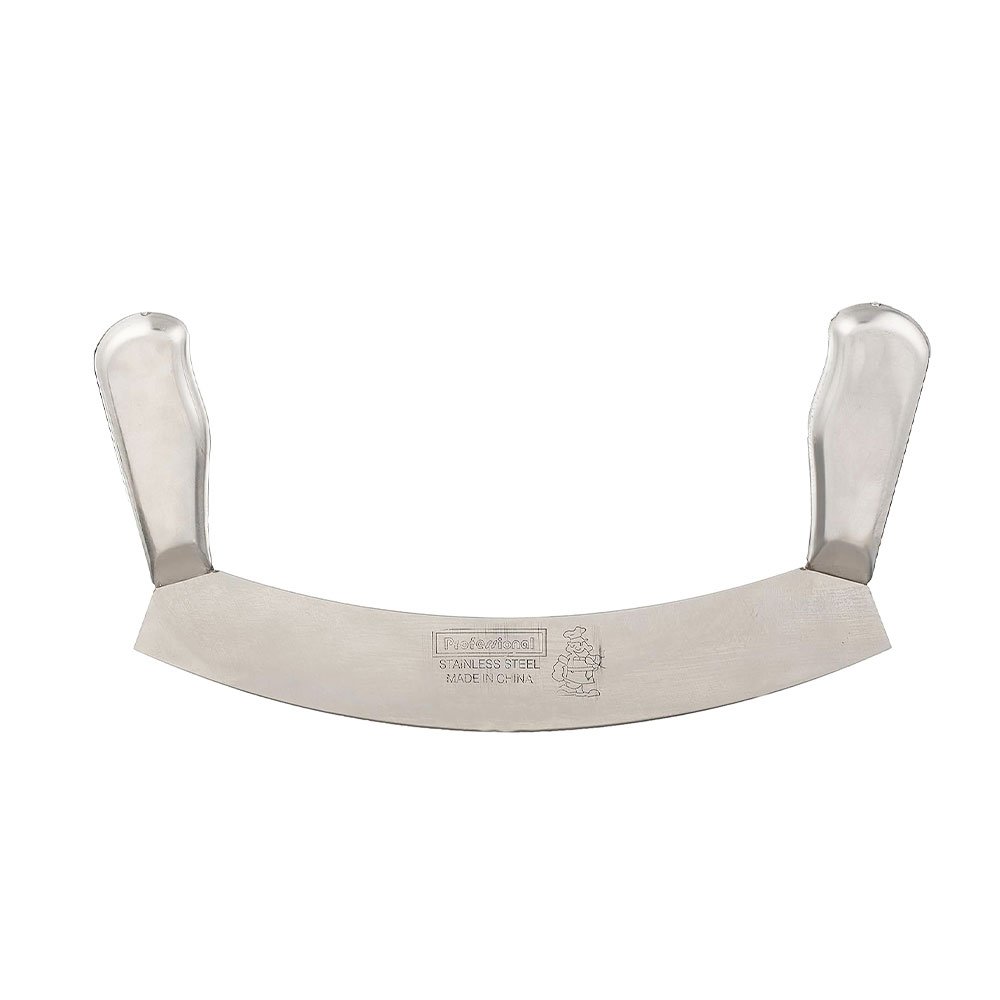 Stainless Steel Mincing Knife Mezzaluna Chopper with Ergonomic Metal Handles