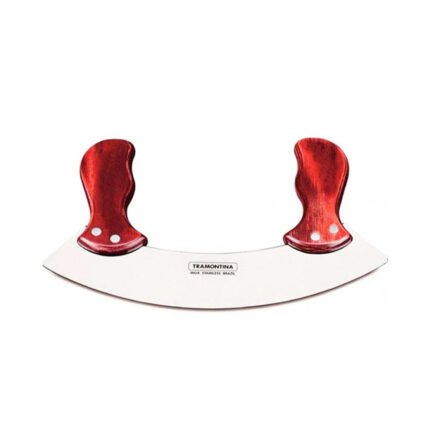 Stainless Steel Mincing Knife Mezzaluna Chopper with Ergonomic Wooden Handles