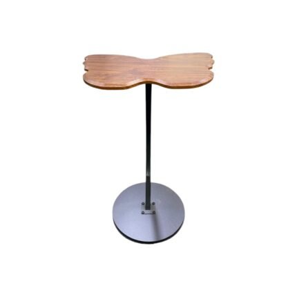 Modern Butterfly Shaped Accent Side Table Wooden Top Metal Base End Table