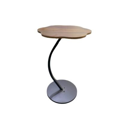 Modern Flower/Cloud Shaped S-Curve Side Table Wooden Top Metal Base End Table