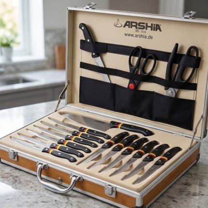 ARSHIA Professional Kitchen Knife Set 25 Pieces Stainless Steel with Wooden Case