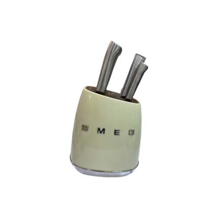 SMEG 6-Piece Knife Block Set Stainless Steel Kitchen Knives with Wooden Holder