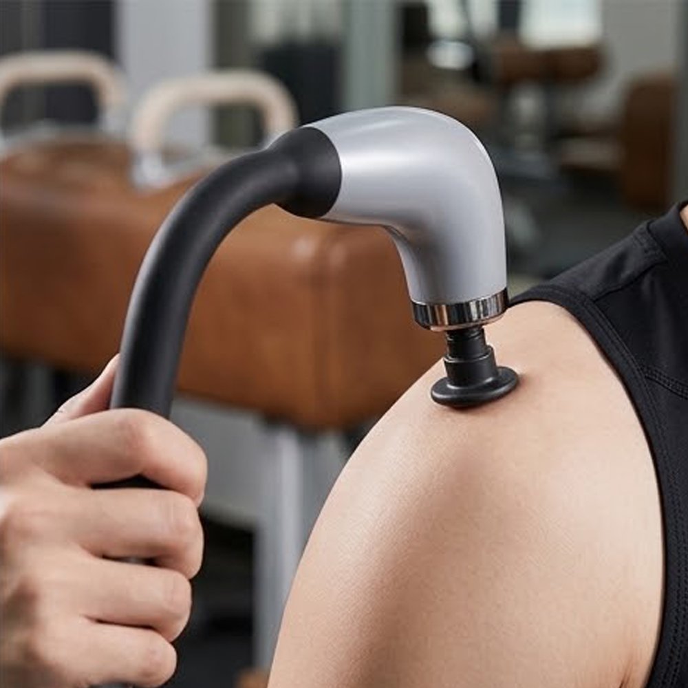 Electric Percussion Massage Gun Deep Tissue Massager with Long Curved Handle - Image 2