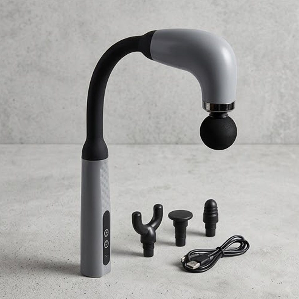Electric Percussion Massage Gun Deep Tissue Massager with Long Curved Handle - Image 4