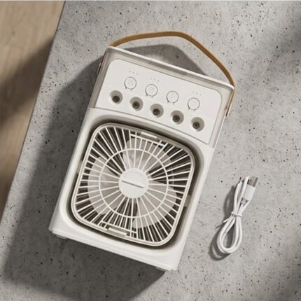 Portable Desk Fan Mini Air Cooler Fan with Water Spray Mist and Leather Handle