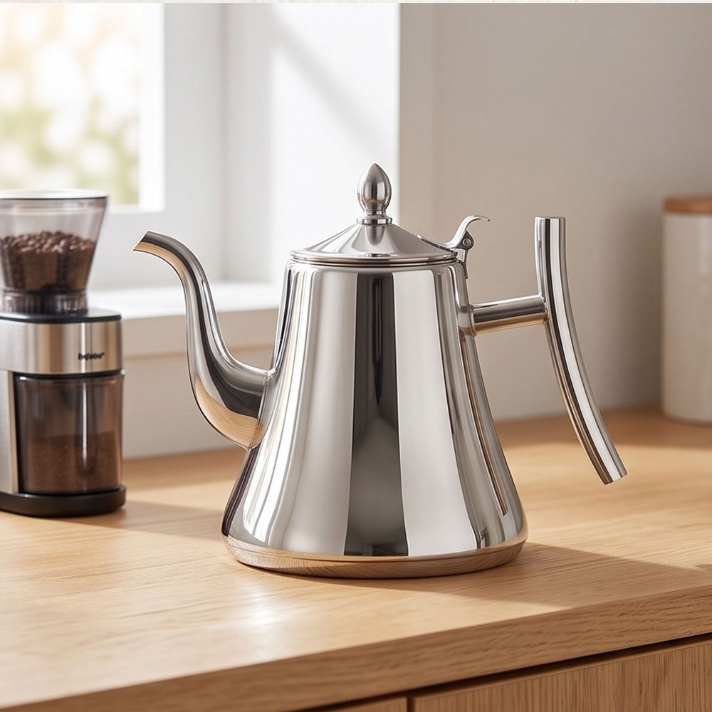 Stainless Steel Gooseneck Drip Kettle 1L Capacity for Coffee and Tea Brewing