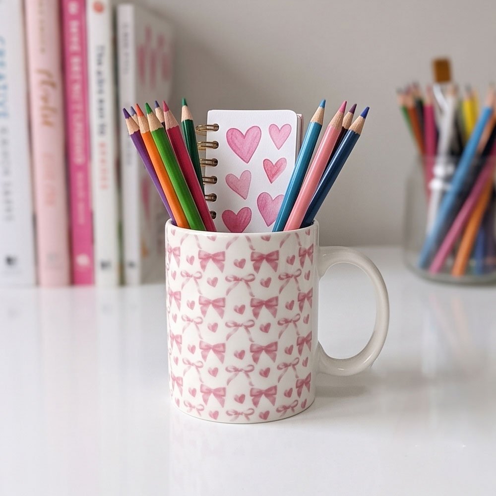 Modern Ceramic Porcelain Coffee Mug with Printed Design & Handle for Home & Office - Image 5