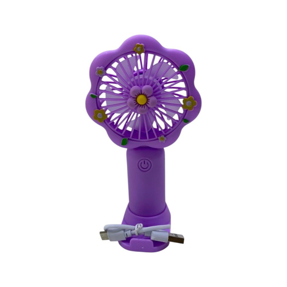 Cute Flower Mini Handheld Fan Rechargeable Portable Desk Fan with USB Cable