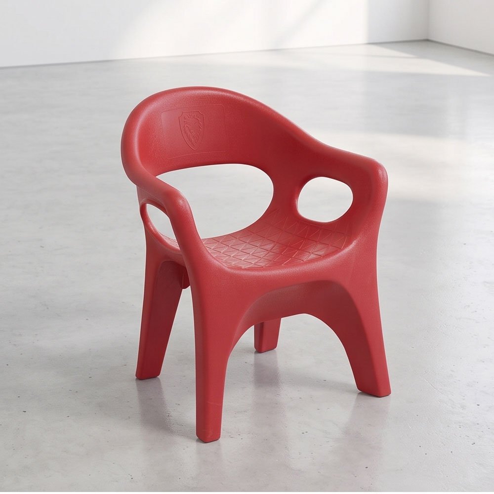 Large Heavy Duty Plastic Molded Armchair with Lion Crest for Indoor and Outdoor Use - Image 2