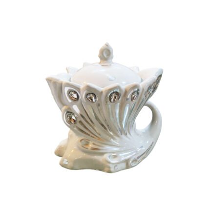 Decorative Ceramic Candy Jar and Sugar Bowl with Lid and Peacock Crystal Accents