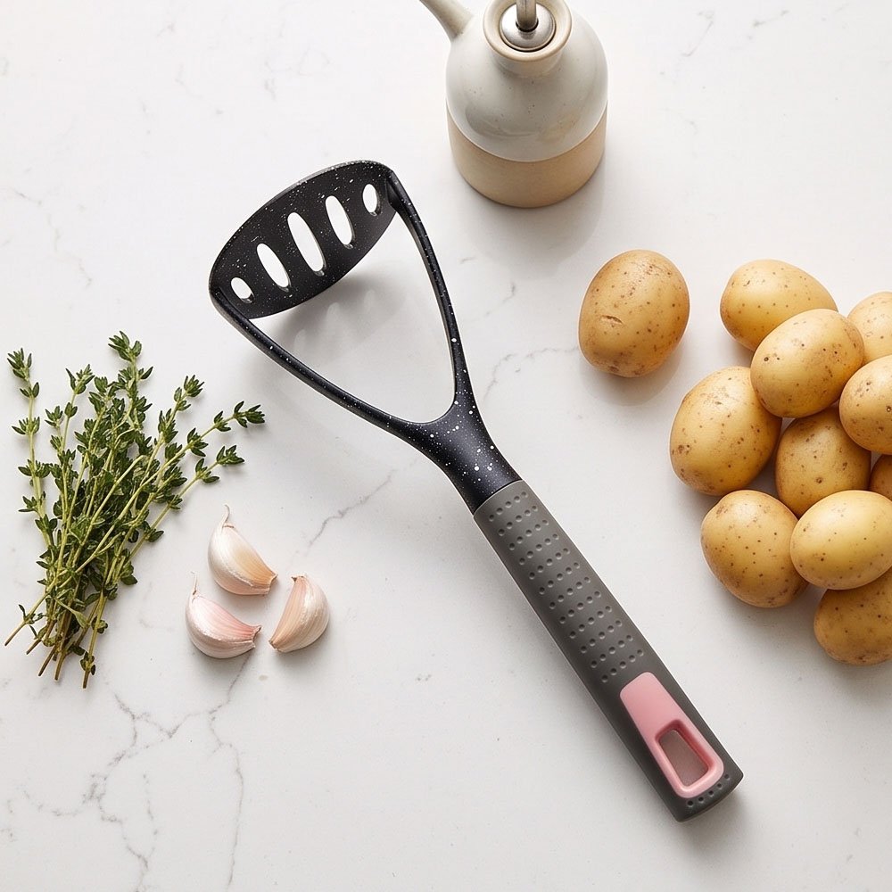 Granite Potato & Vegetable Masher Non-Stick Press with Soft Grip Handle