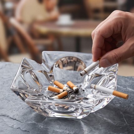 Luxury Heavy Glass Crystal Ashtray Vintage Ashtray for Home Office Decor Gift