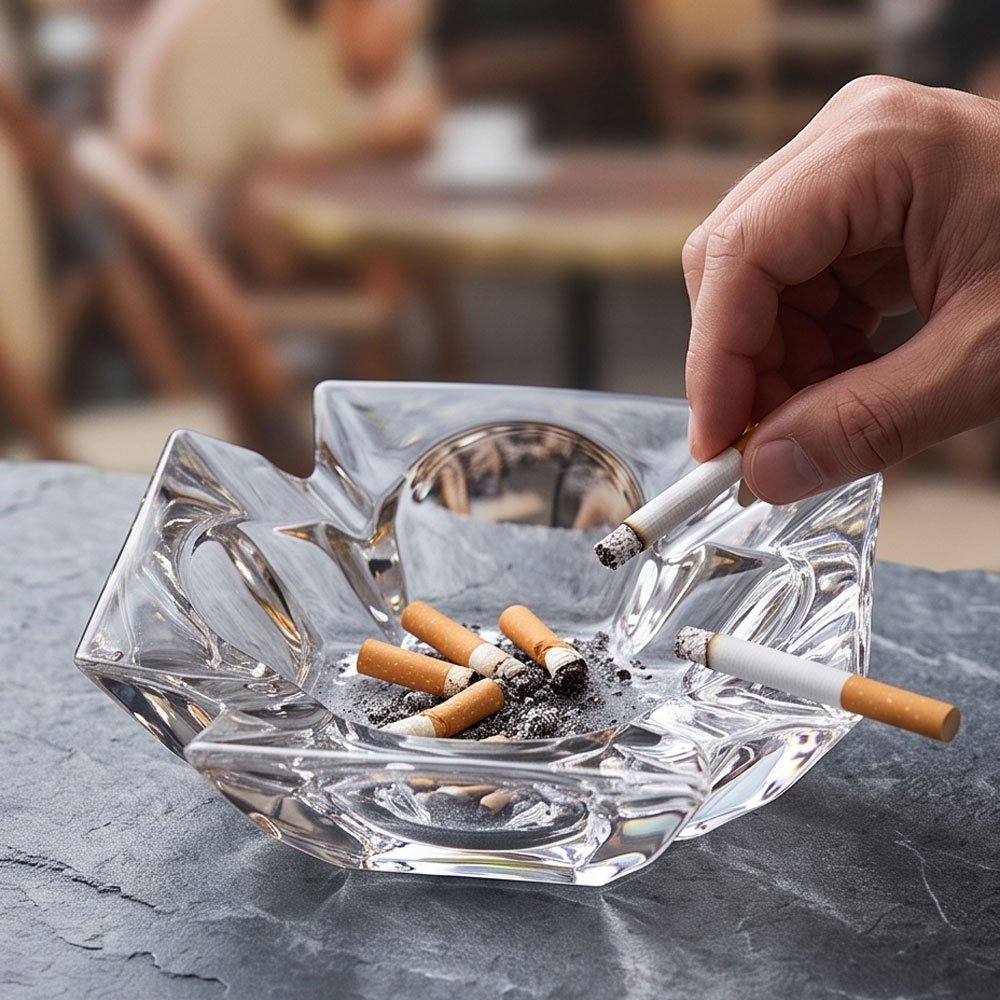 Luxury Heavy Glass Crystal Ashtray Vintage Ashtray for Home Office Decor Gift