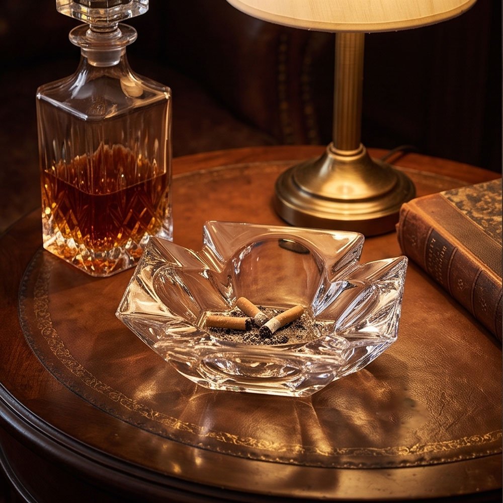 Luxury Heavy Glass Crystal Ashtray Vintage Ashtray for Home Office Decor Gift - Image 3