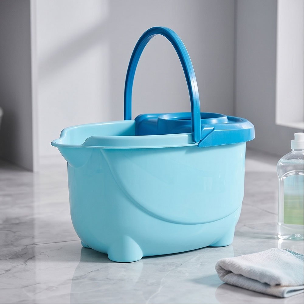 Koki Plastic Cleaning Bucket with Built-in Mop Wringer and Carrying Handle - Image 2