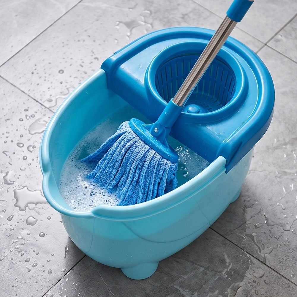 Koki Plastic Cleaning Bucket with Built-in Mop Wringer and Carrying Handle - Image 3