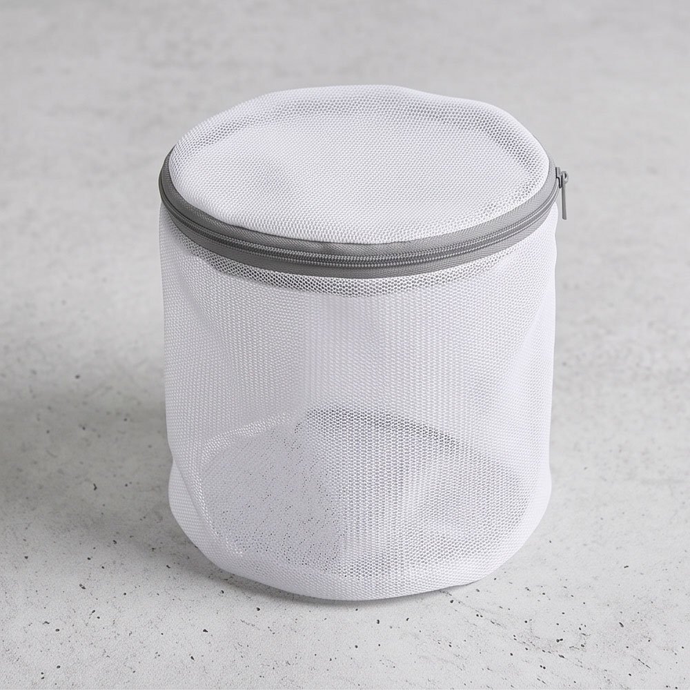 Cylindrical Mesh Laundry Wash Bag with Zipper for Delicates & Underwear - Image 3