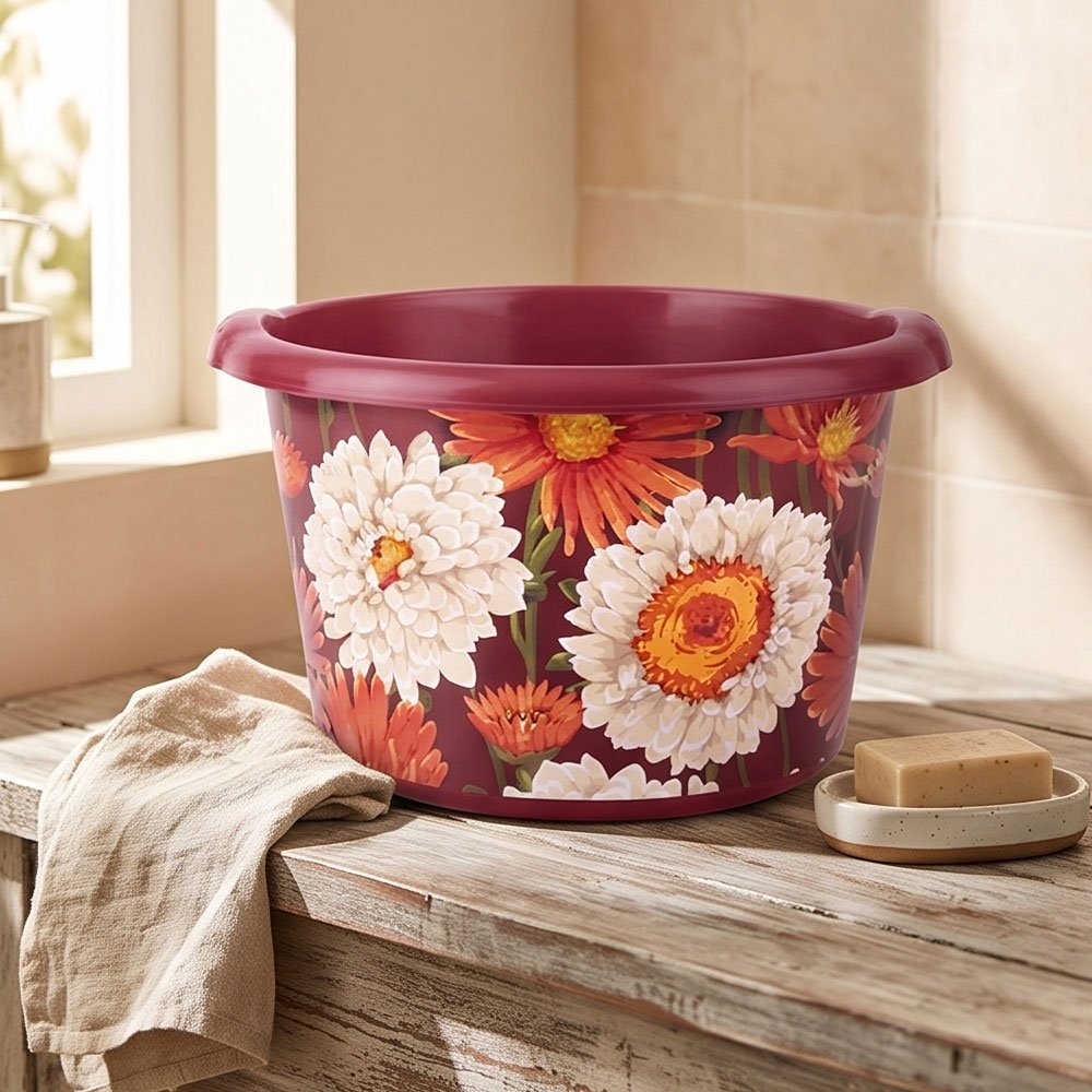 El Malek Decorative Printed Plastic Basin Bowl for Laundry, Washing & Kitchen - Image 4