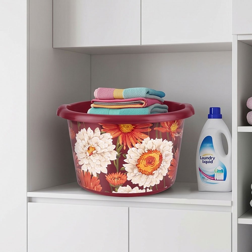 El Malek Decorative Printed Plastic Basin Bowl for Laundry, Washing & Kitchen - Image 5