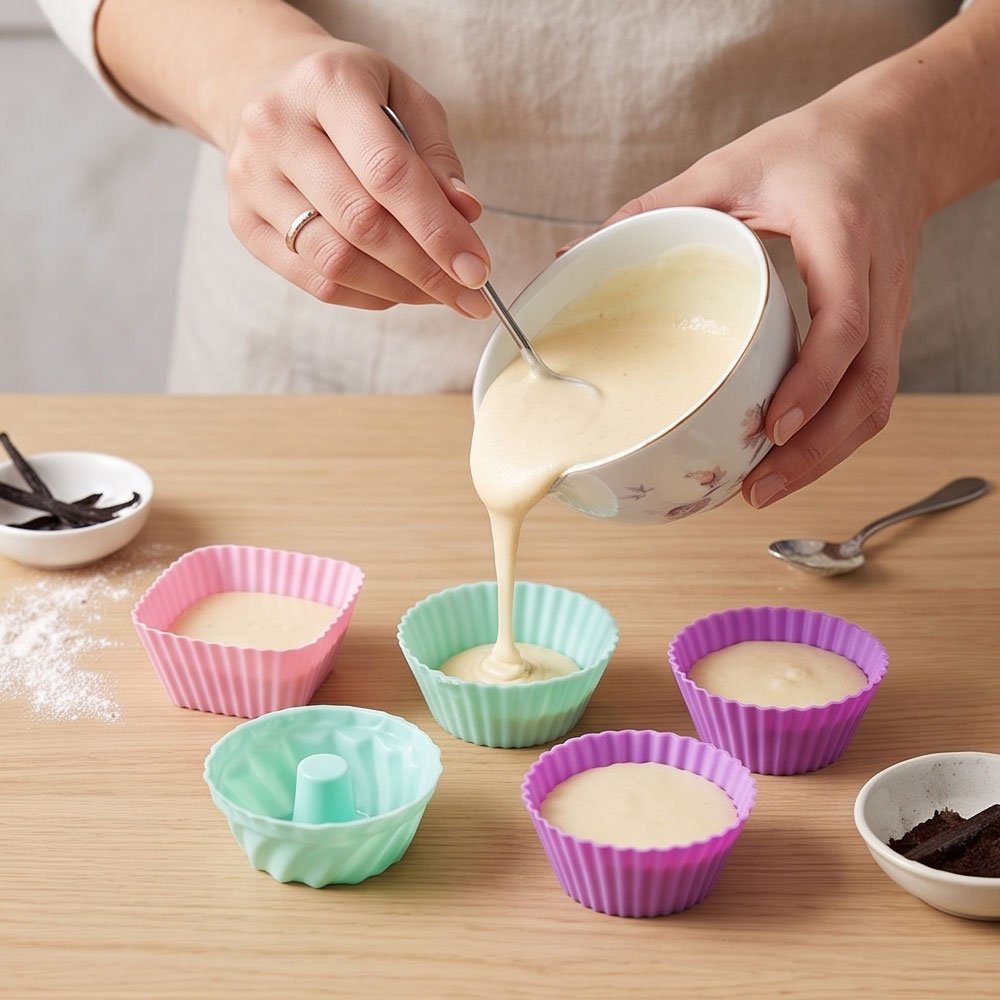 Reusable Silicone Cupcake Muffin Baking Cups Set Multi Shapes Colors Mold - Image 5
