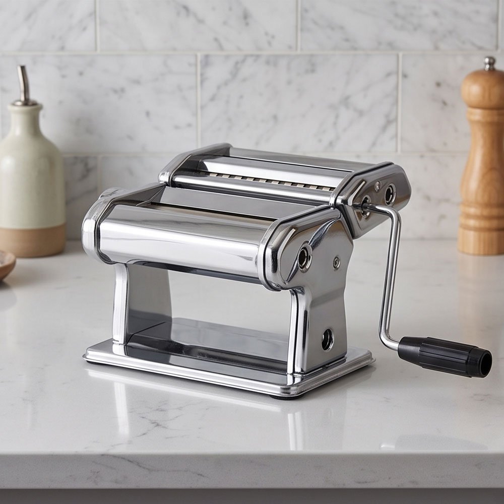 Manual Stainless Steel Silver Pasta Maker Machine Heavy Duty 2 Pieces Noodle Maker - Image 2