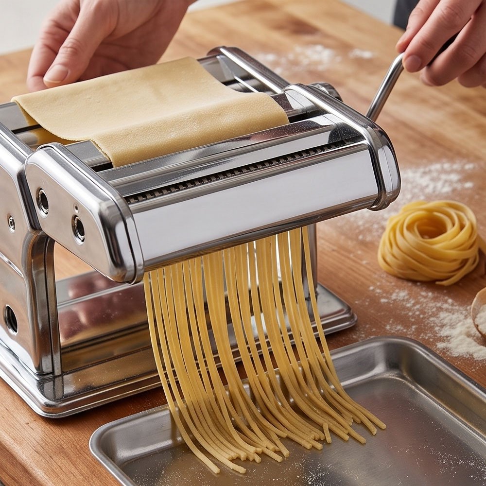 Manual Stainless Steel Silver Pasta Maker Machine Heavy Duty 2 Pieces Noodle Maker - Image 3