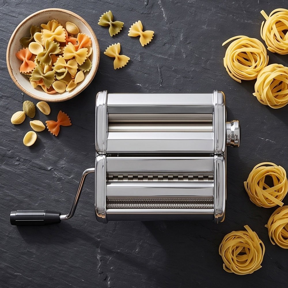 Manual Stainless Steel Silver Pasta Maker Machine Heavy Duty 2 Pieces Noodle Maker - Image 4