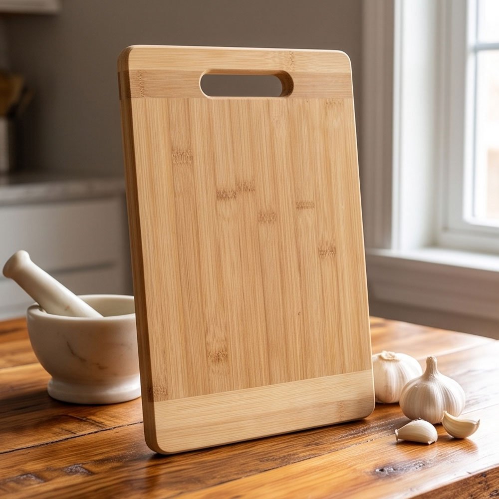 Natural Bamboo Cutting Board Durable Wooden Chopping Board with Handle - Image 4