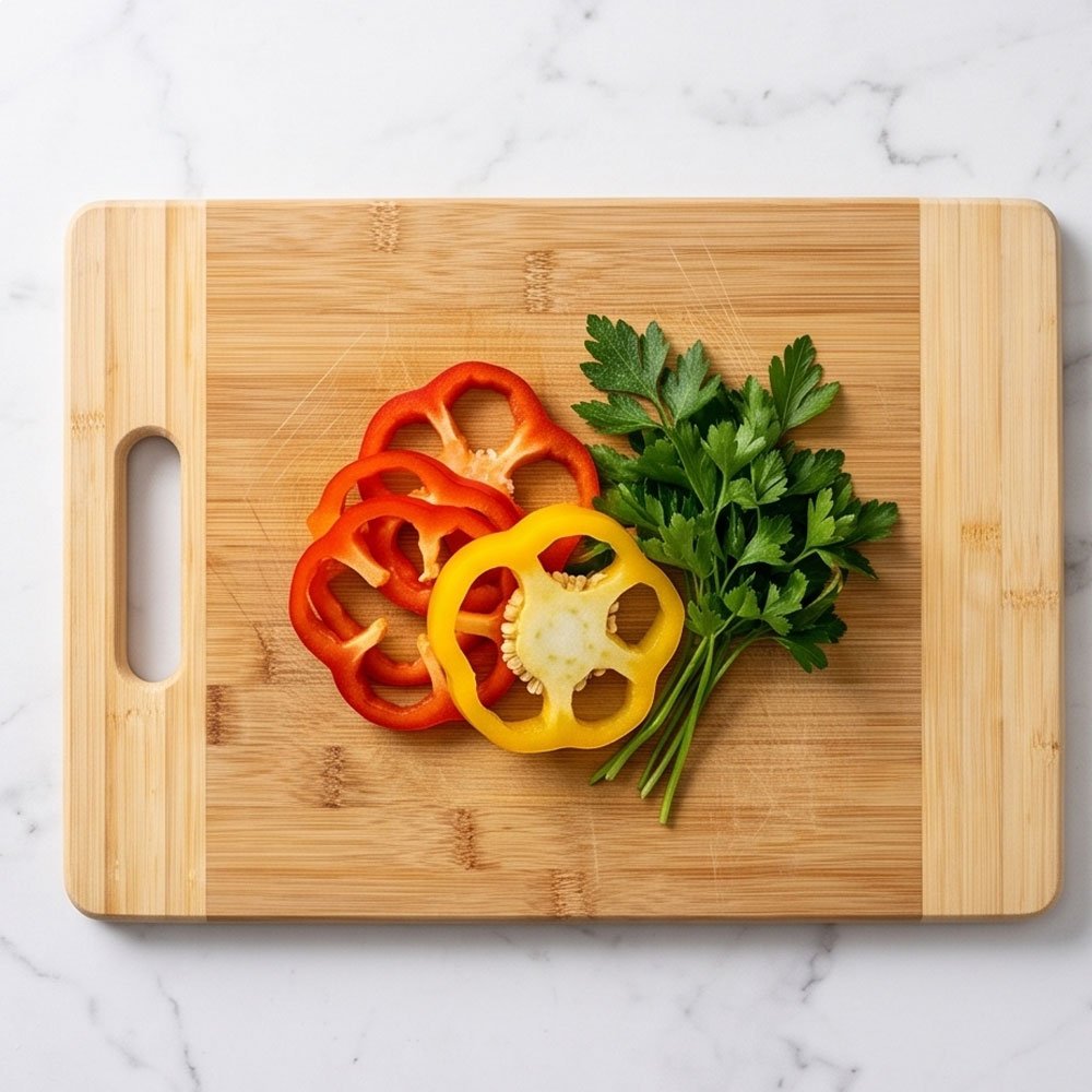 Natural Bamboo Cutting Board Durable Wooden Chopping Board with Handle - Image 5