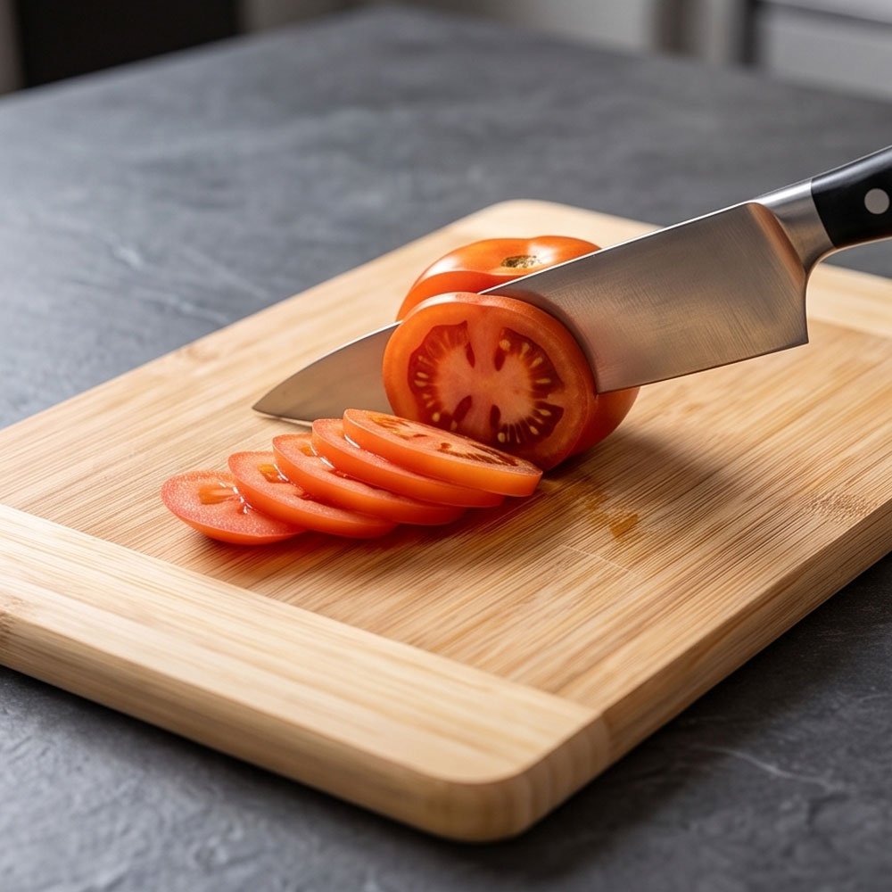 Natural Bamboo Cutting Board Durable Wooden Chopping Board with Handle - Image 3