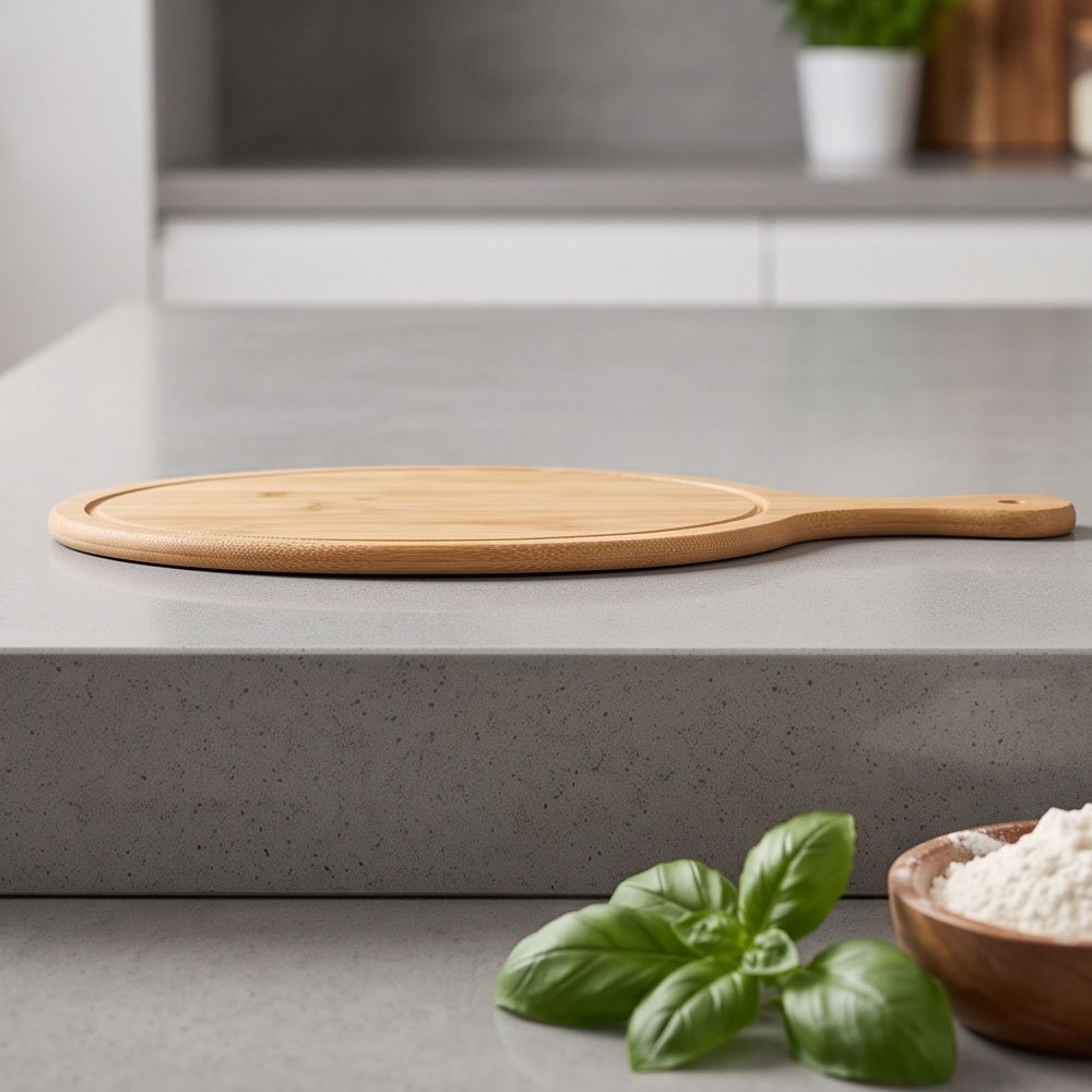 Natural Bamboo Wooden Pizza Peel Serving Board Paddle Tray with Handle Hole - Image 3