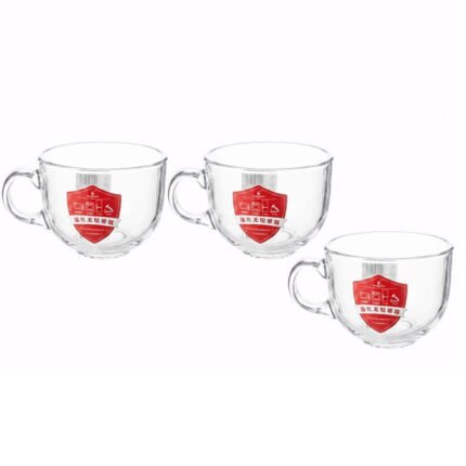 Clear Heat Resistant Glass Soup Mug Cup for Hot Drinks Coffee and Tea