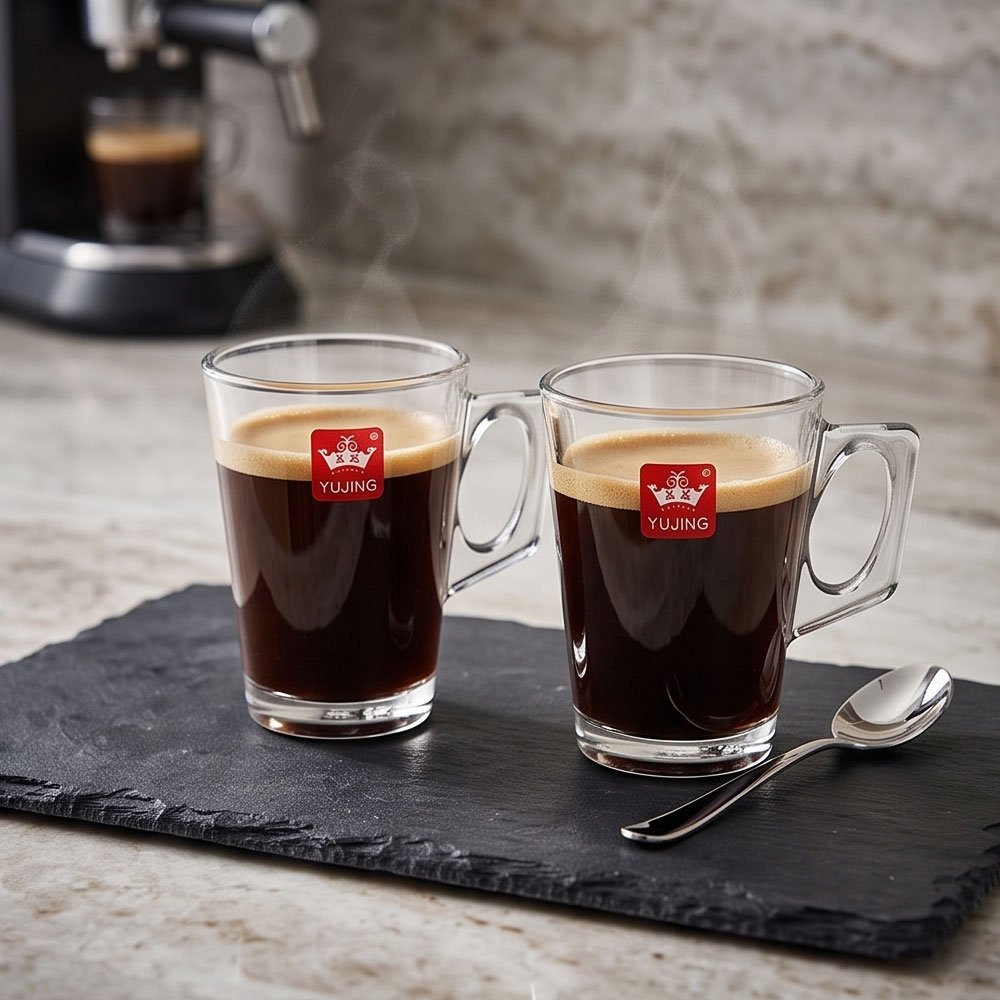 YUJING Set of 6 Clear Heat Resistant Glass Tea Mugs Modern Drinkware Cup - Image 4