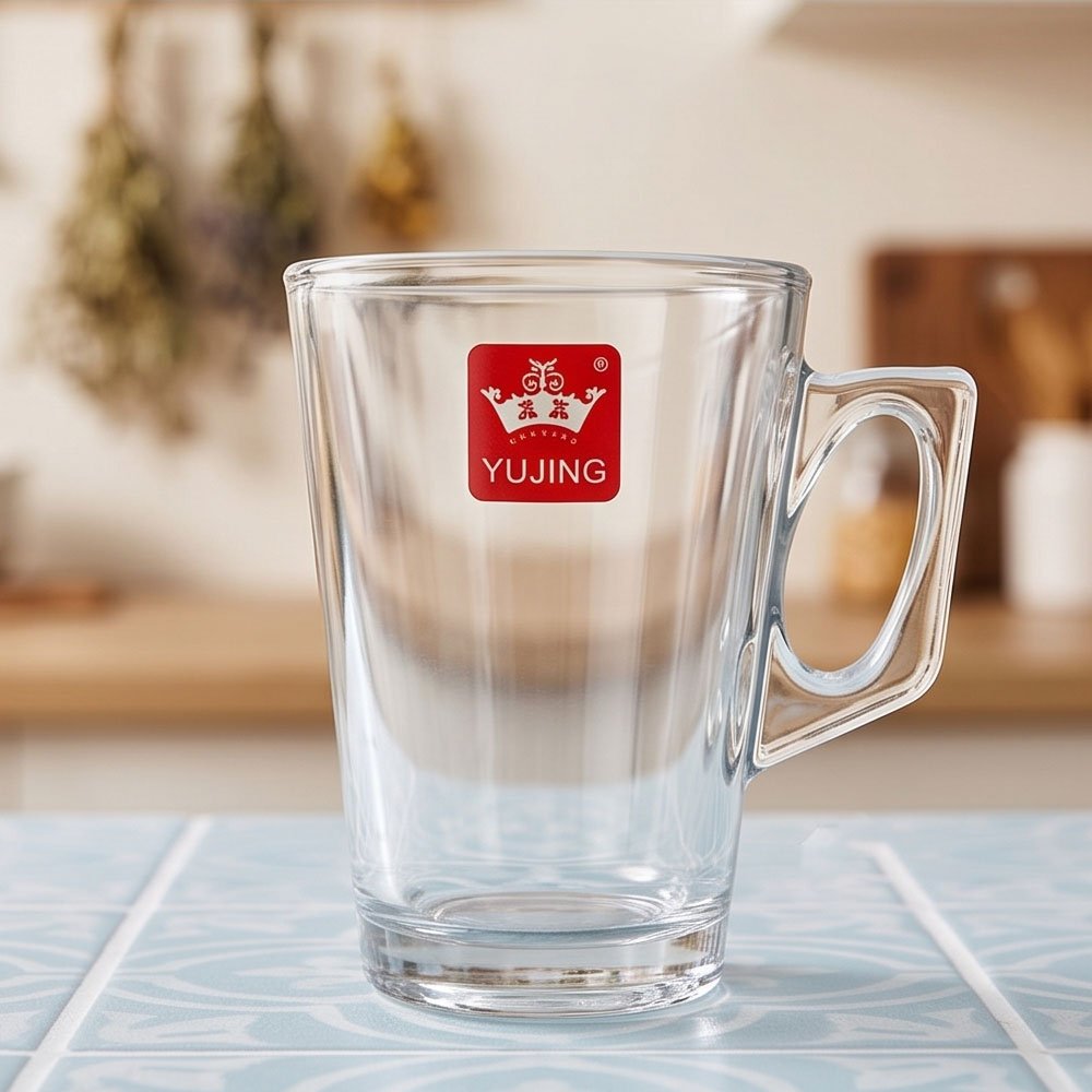 YUJING Set of 6 Clear Heat Resistant Glass Tea Mugs Modern Drinkware Cup - Image 2