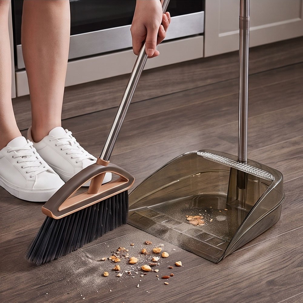 Long Handle Broom and Transparent Dustpan Set Stainless Steel Cleaning Set - Image 3