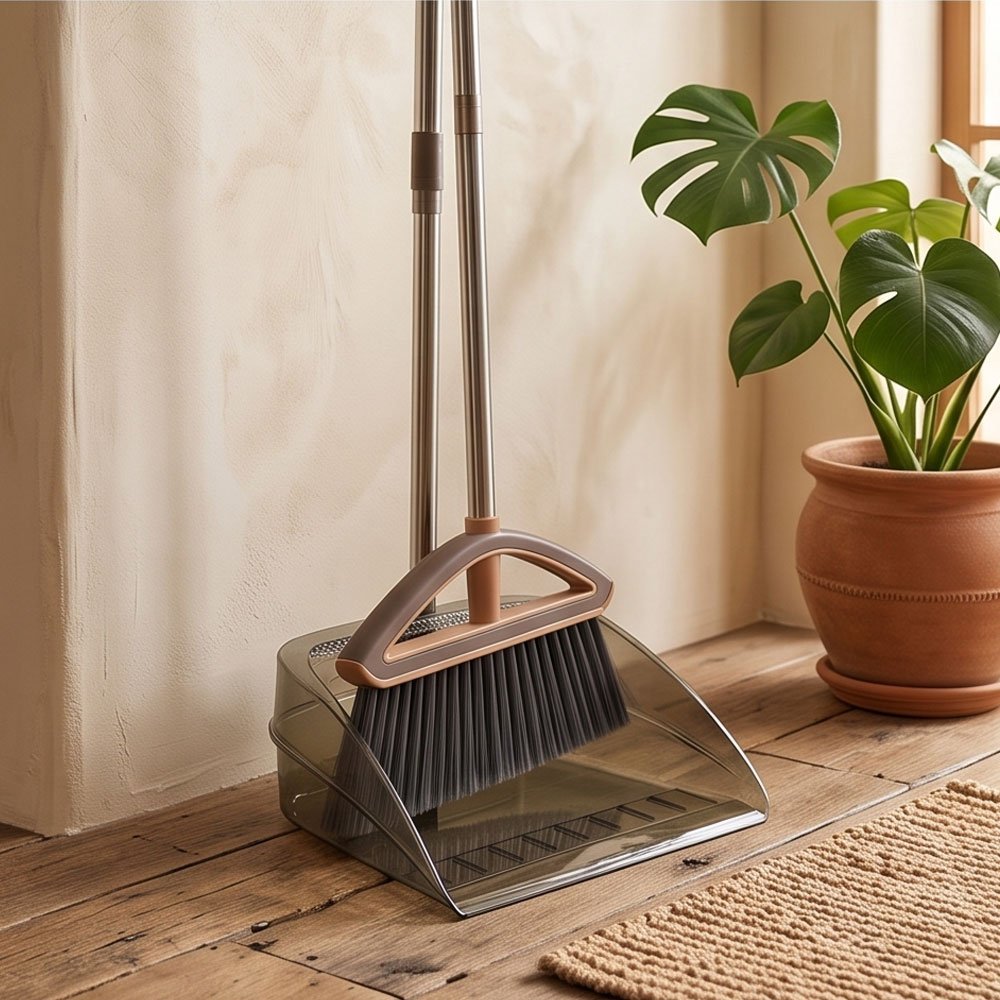 Long Handle Broom and Transparent Dustpan Set Stainless Steel Cleaning Set - Image 4