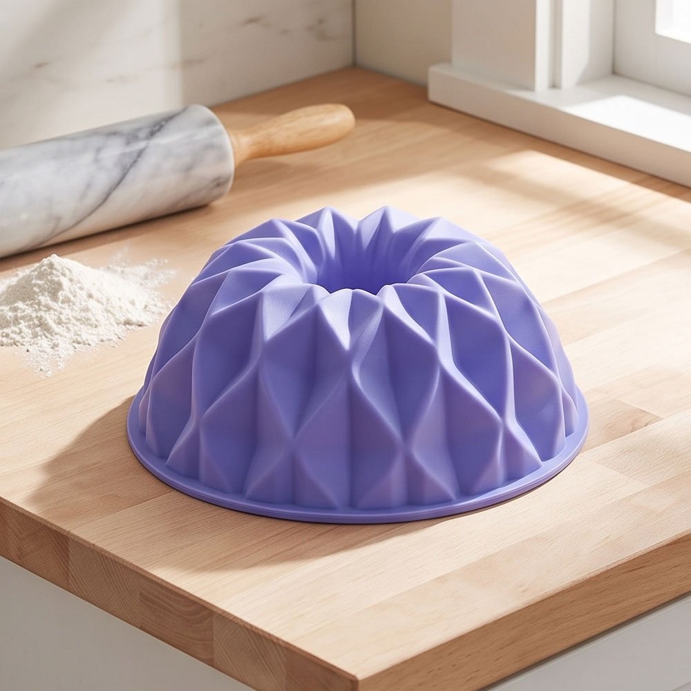 Purple Geometric Silicone Cake Baking Mold for Fluted Desserts and Cakes - Image 6