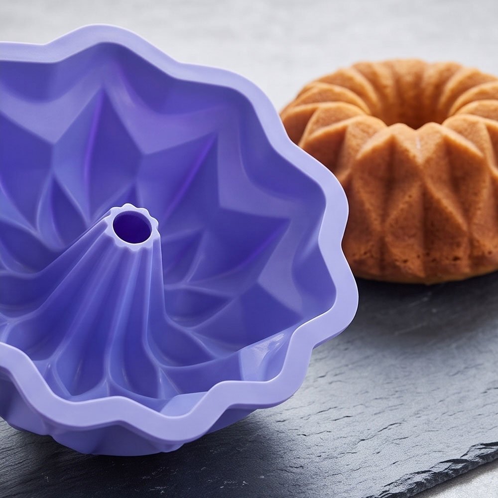 Purple Geometric Silicone Cake Baking Mold for Fluted Desserts and Cakes - Image 7