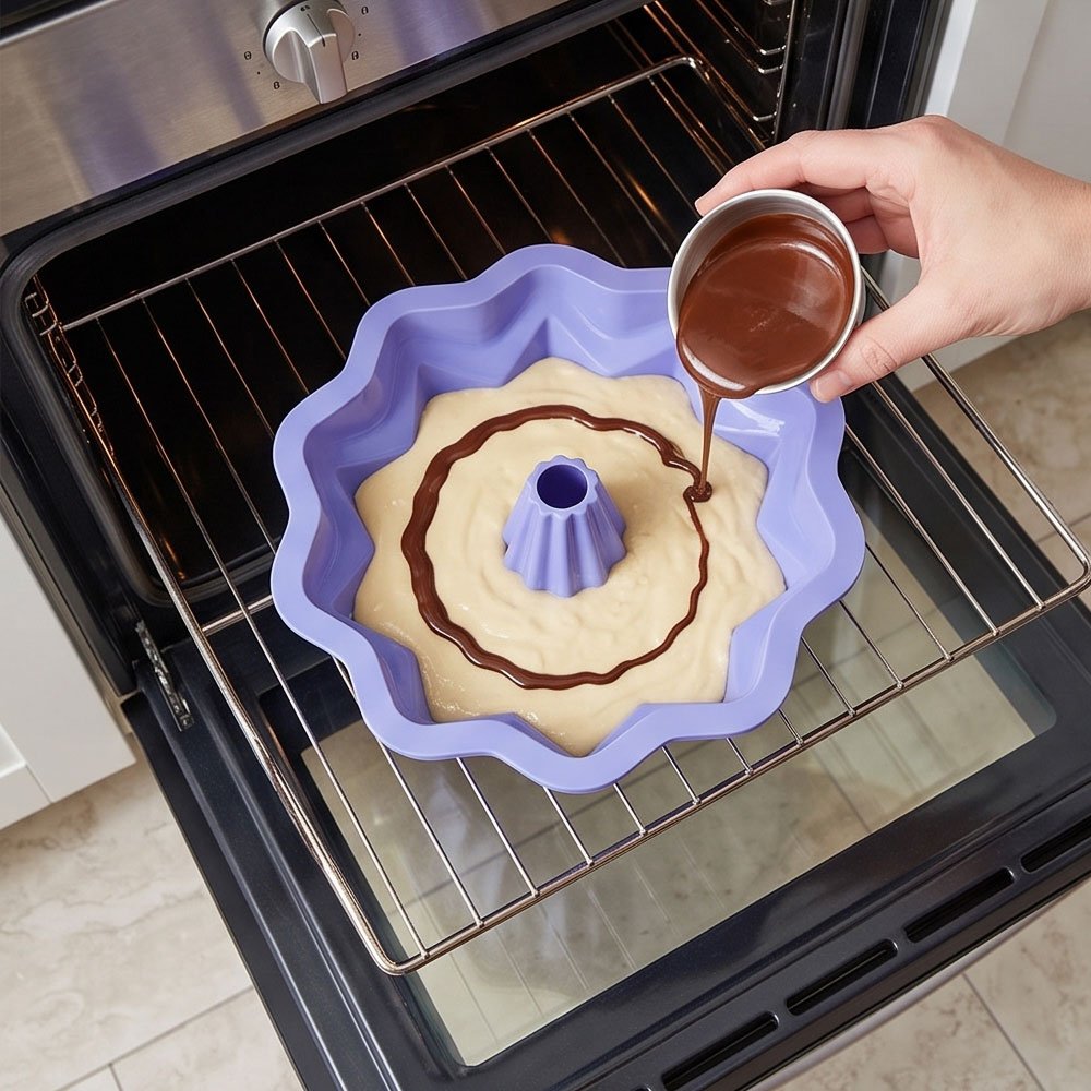 Purple Geometric Silicone Cake Baking Mold for Fluted Desserts and Cakes - Image 2
