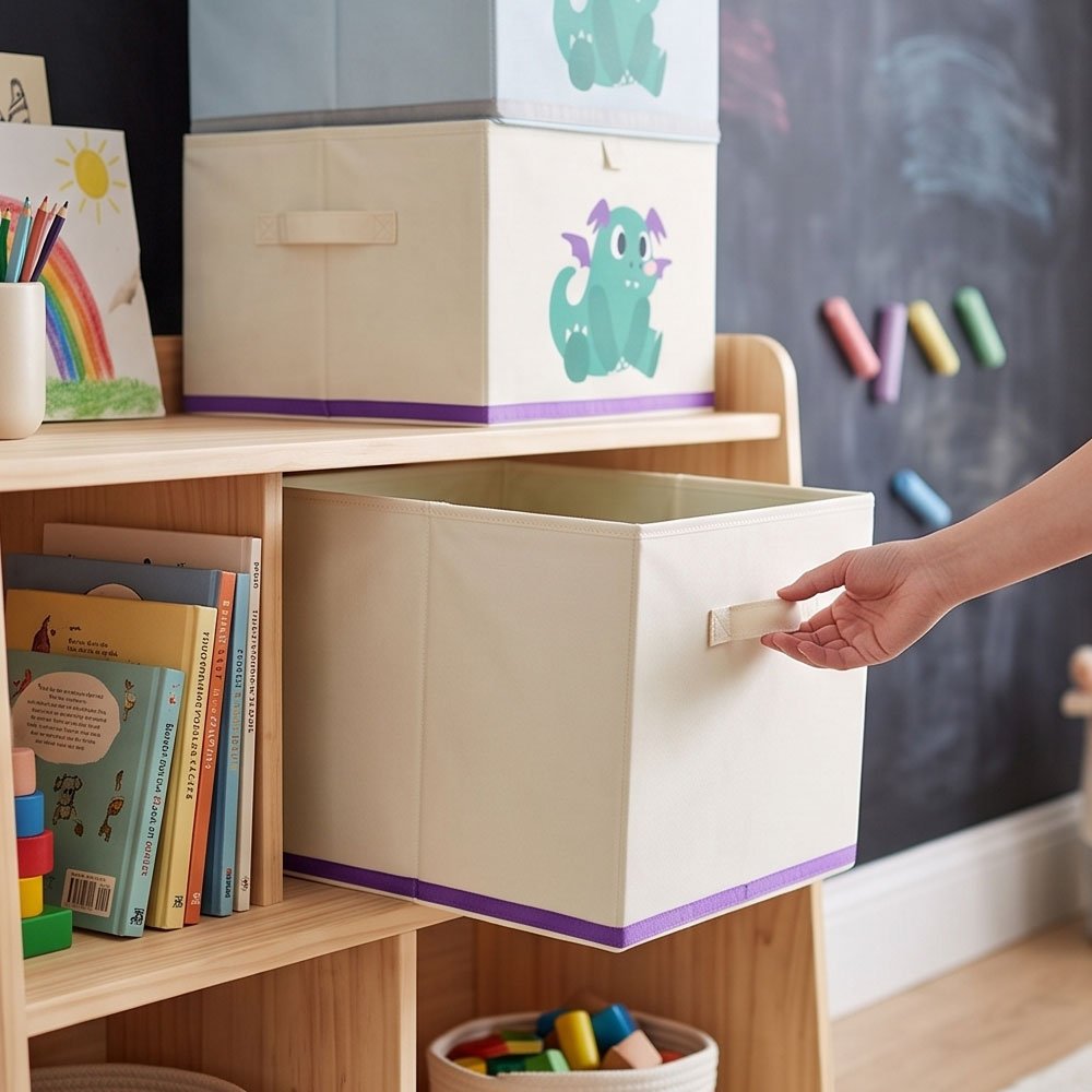 Collapsible Fabric Toy Storage Cube Box for Kids Room with Cute Dragon - Image 4