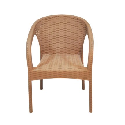 All-Weather Molded Rattan Effect Plastic Armchair for Garden, Patio, and Cafe