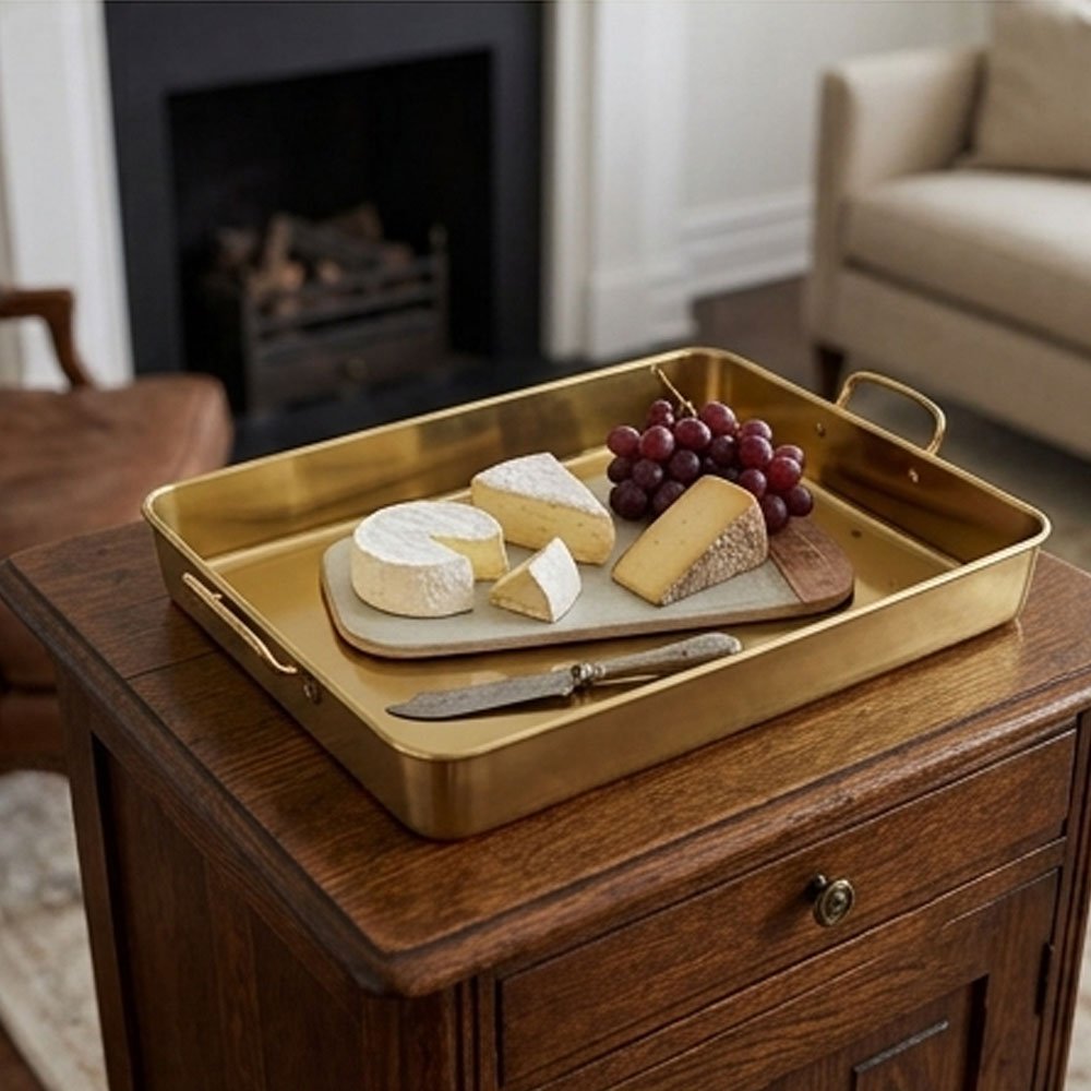 Deep Rectangular Gold Oven Baking Tray with Side Handles for Cooking and Roasting - Image 4