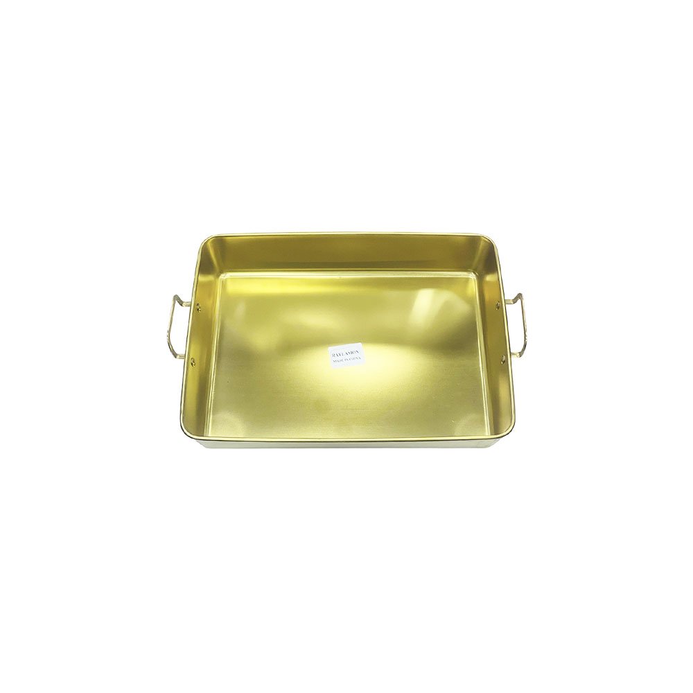 Deep Rectangular Gold Oven Baking Tray with Side Handles for Cooking and Roasting - Image 3