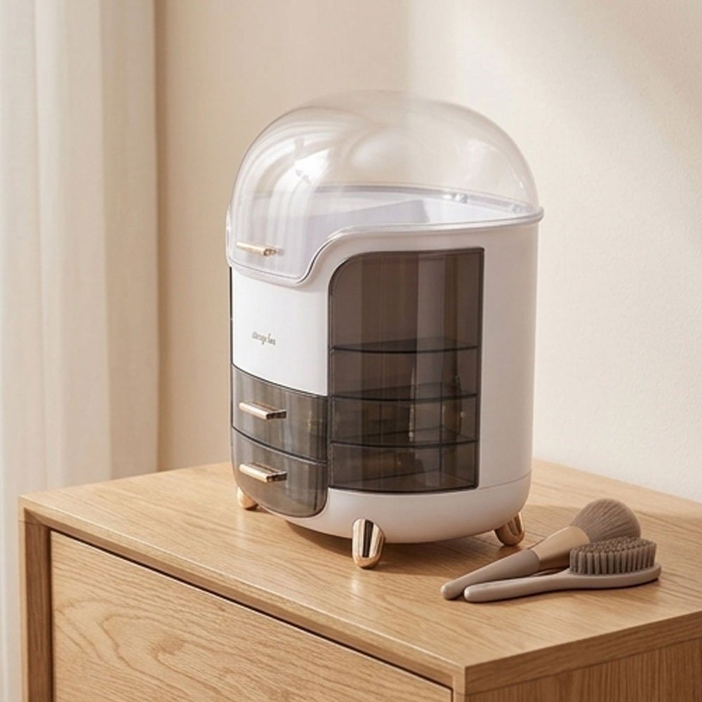 Large Makeup Organizer Box with Transparent Drawers and Top Cover for Cosmetics - Image 3