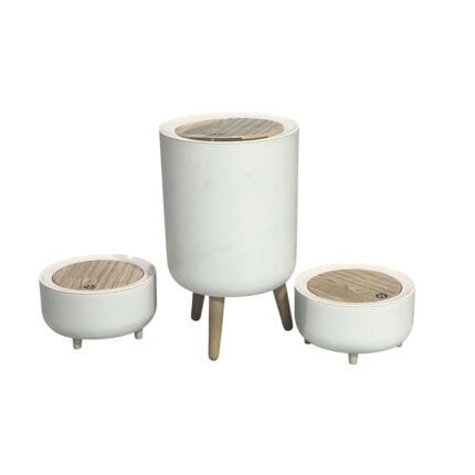 Modern Waste Basket Bin with Wooden Legs and Stylish Lid for Home Office Decor