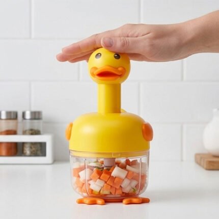 Manual Press Vegetable Chopper and Garlic Mincer with Cute Duck Design for Kitchen