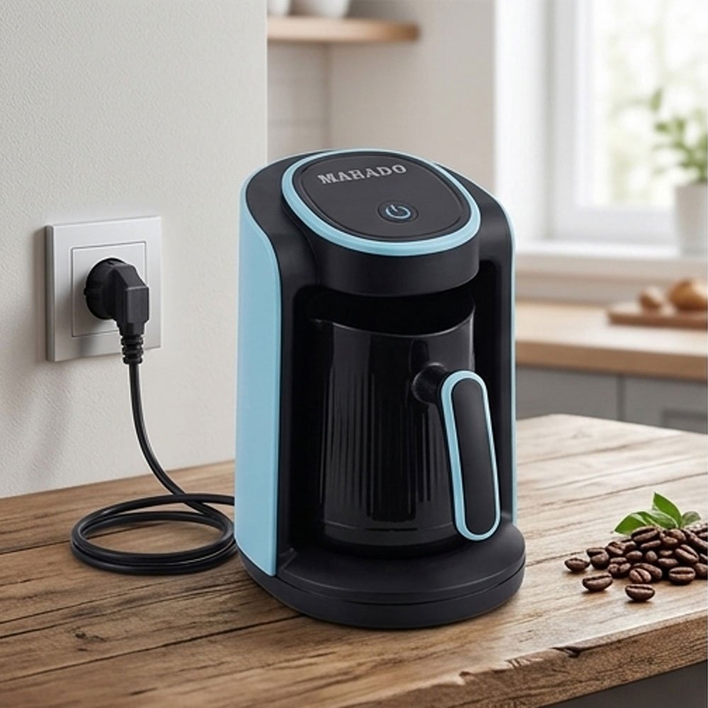 Electric Turkish Coffee Maker Machine 500W Automatic Pot Sky Blue and Black - Image 4