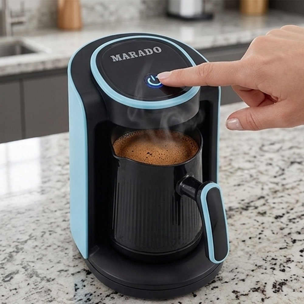 Electric Turkish Coffee Maker Machine 500W Automatic Pot Sky Blue and Black - Image 3
