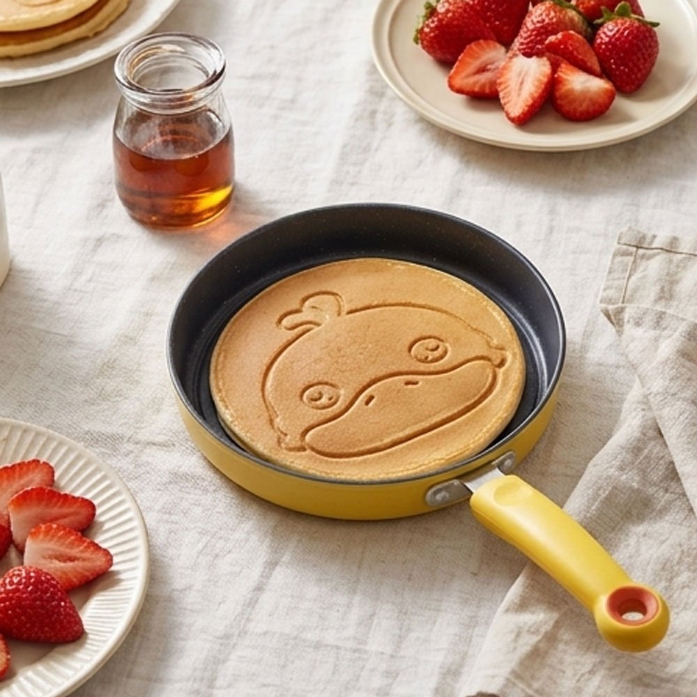 Mini Non Stick Granite Pancake Egg Frying Pan Cartoon Duck Face Yellow Handle - Image 4