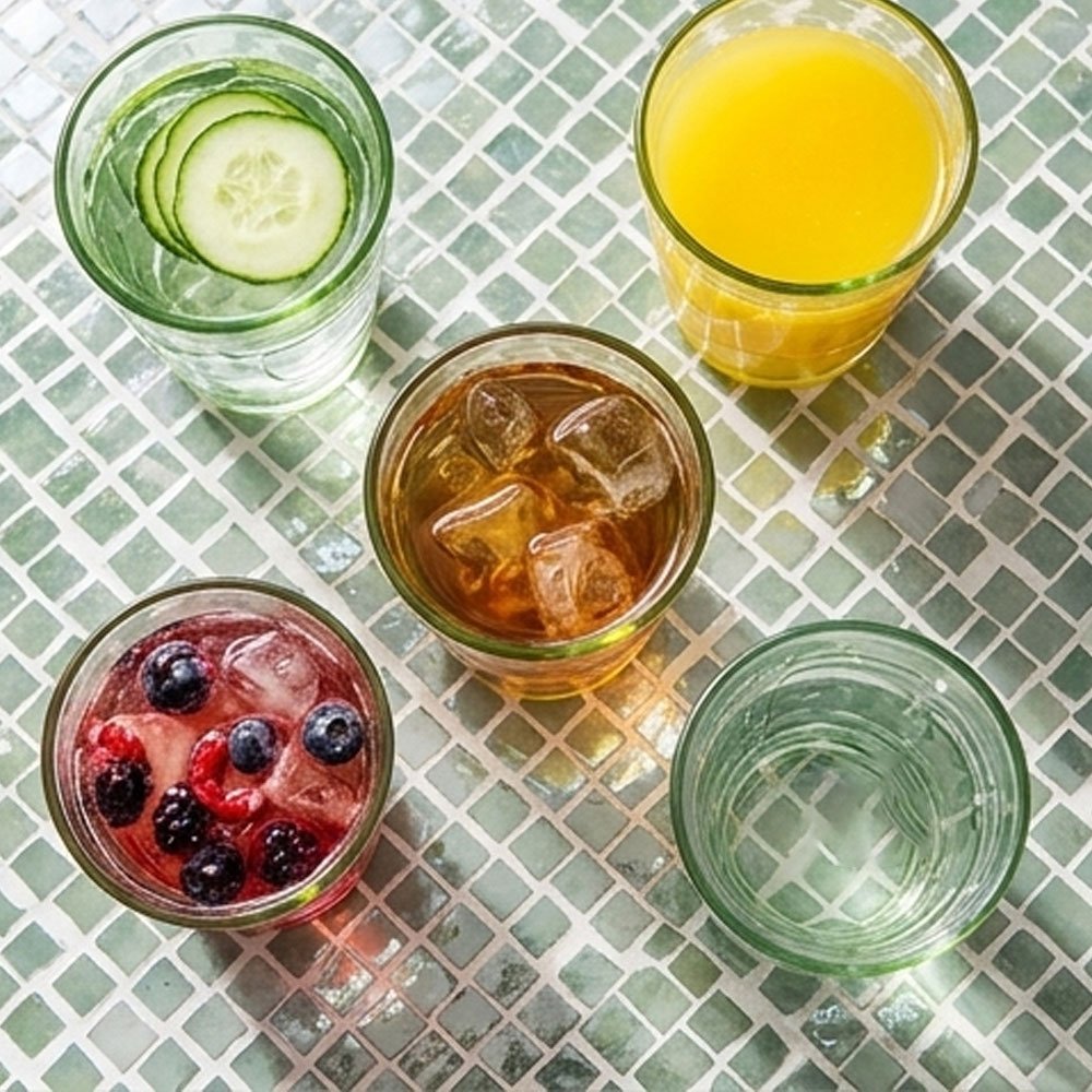 Deco Green Old Fashioned Glass Tumblers Set, 250ml Short Glasses - 6 Pieces - Image 2